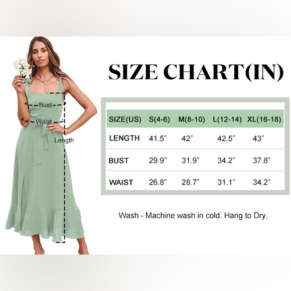 ANRABESS Elegant Square Neck Split Midi Formal Wedding Dress - Green - size XL - Picture 11 of 14